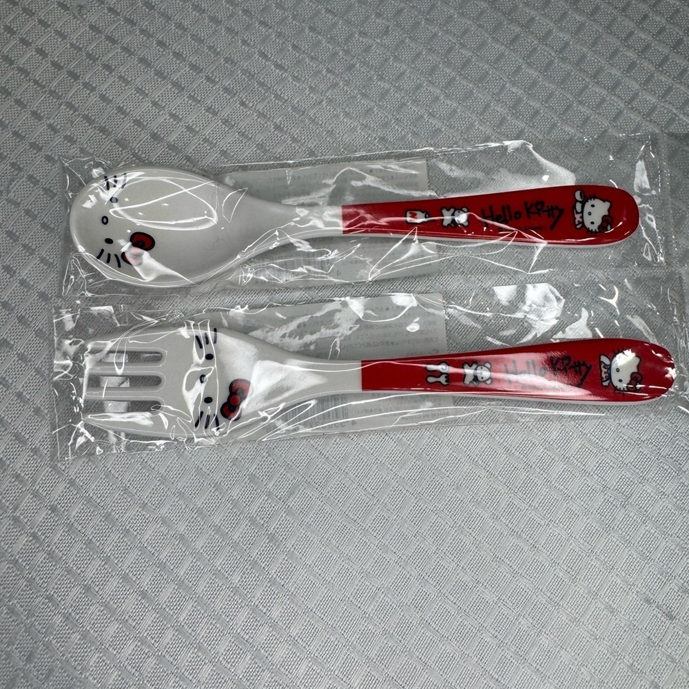 Sanrio Hello Kitty Red and White Fork and Spoon Set